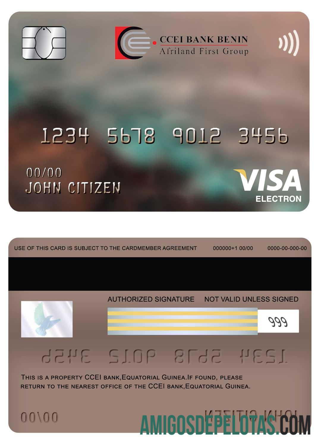 Cartão Visa Electron da Guiné Equatorial CCEI Bank exemplo